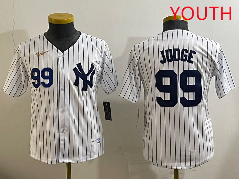 Youth New York Yankees #99 Judge White 2025 Nike MLB jersey style 4